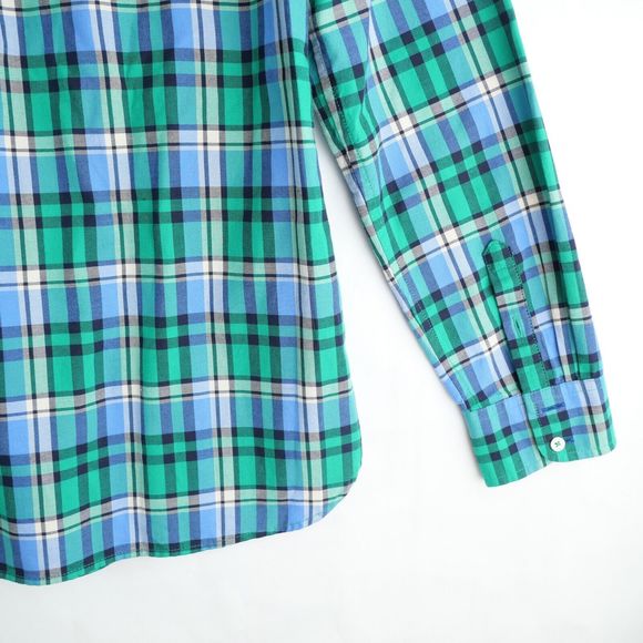 Talbots Button Down Shirt Blue Plaid Cotton Long Sleeve Casual Basic Size Small - Picture 8 of 11